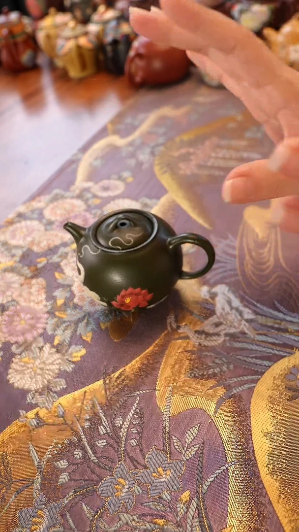 紫砂茶宠绿泥佛手壶