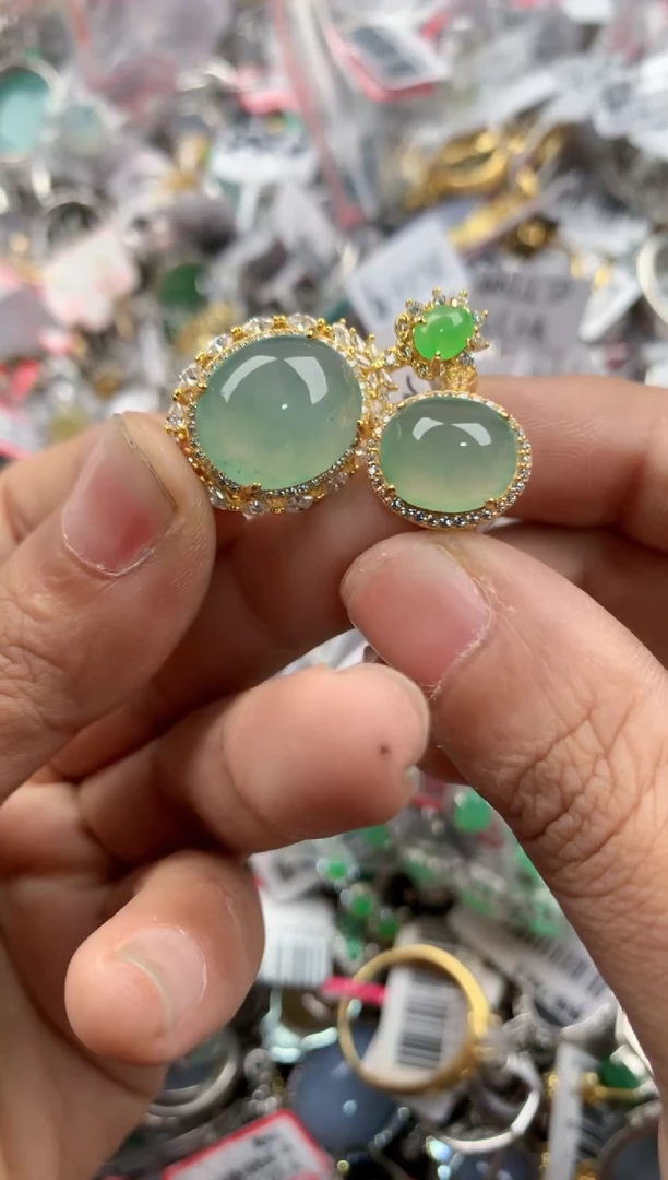 银S925镶嵌戒指翡翠101010---6