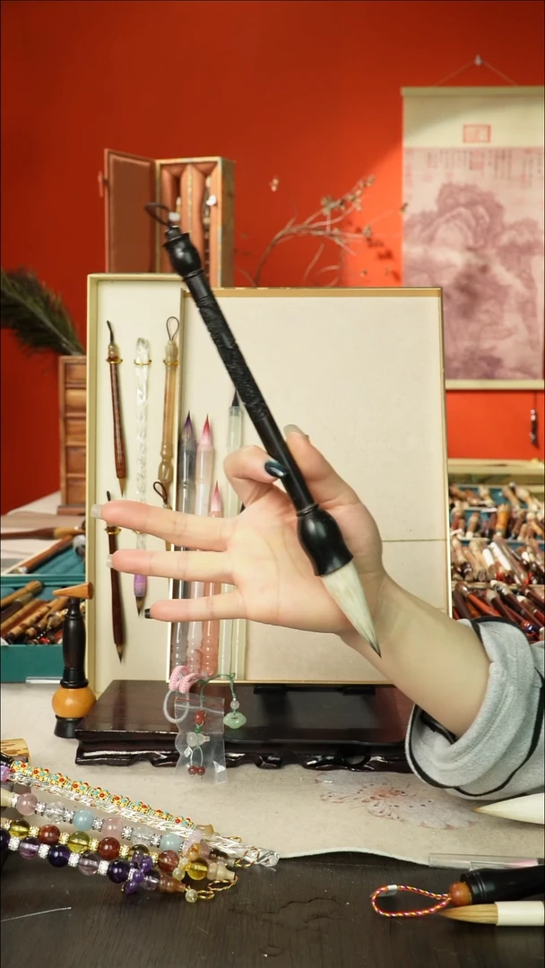 3号闪孤品高货毛笔链接 清水试笔 蘸墨不退
