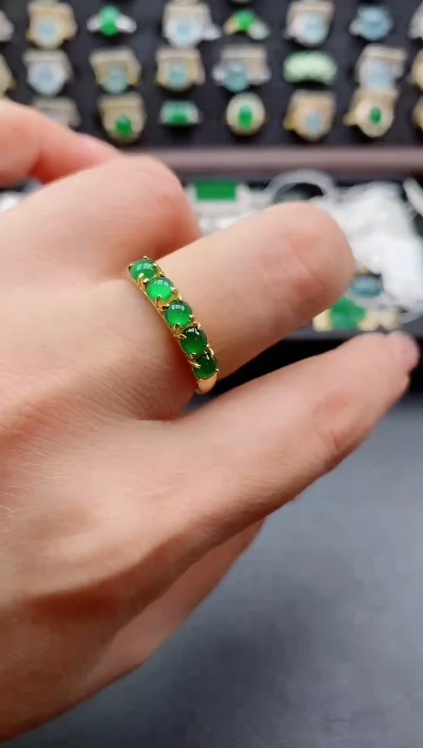 银S925镶嵌戒指翡翠1