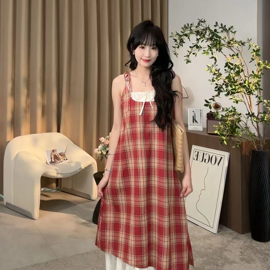 【橙子-GUIER/桂儿】显瘦甜美少女夏季拼接宽松假两件连衣裙