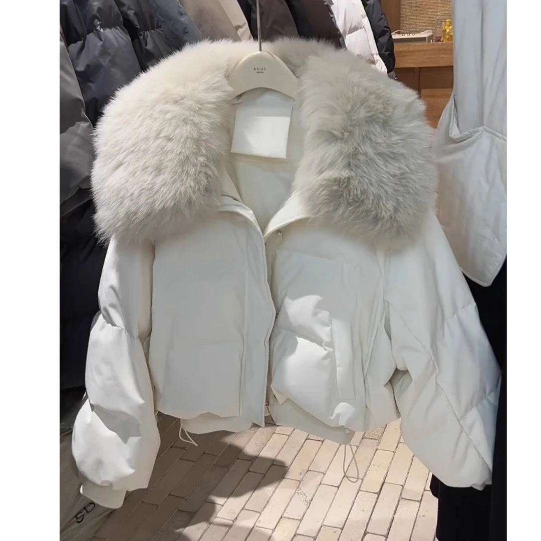 韩系短款大毛领设计感女冬季独特超好看今年流行小个子棉服