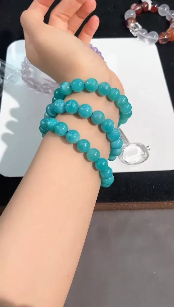 水晶手链未镶嵌3号老矿天河石单圈10mm