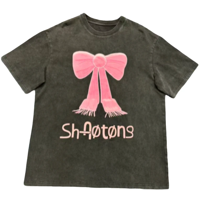 289水洗粉色蝴蝶结T恤