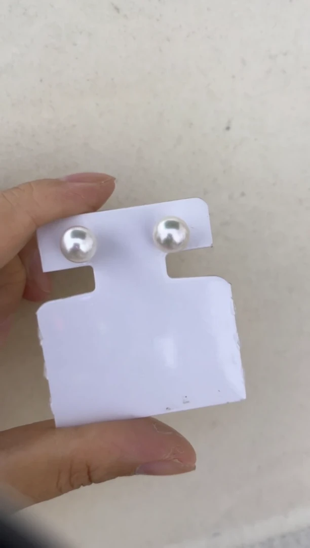 海水珍珠银S925镶嵌颈饰耳钉8-9