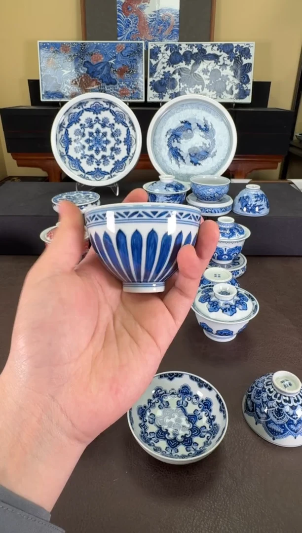 【闪购商品】羿器窑单菊瓣纹鸡心杯