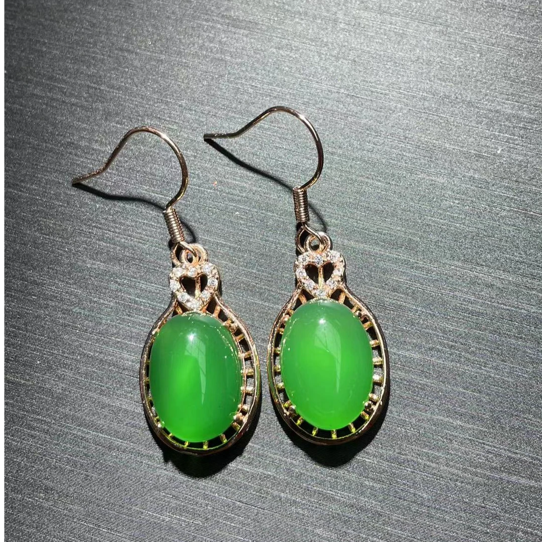 优选设计款高玉化翠青冰魄玛瑙耳环多样性发货拍一发一