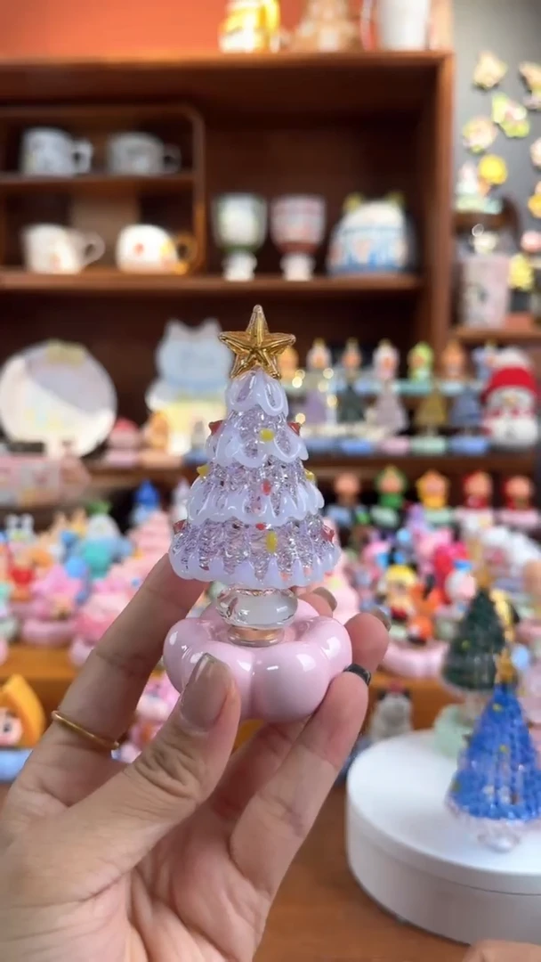 摆件陶圣诞树-紫色奶油裙边