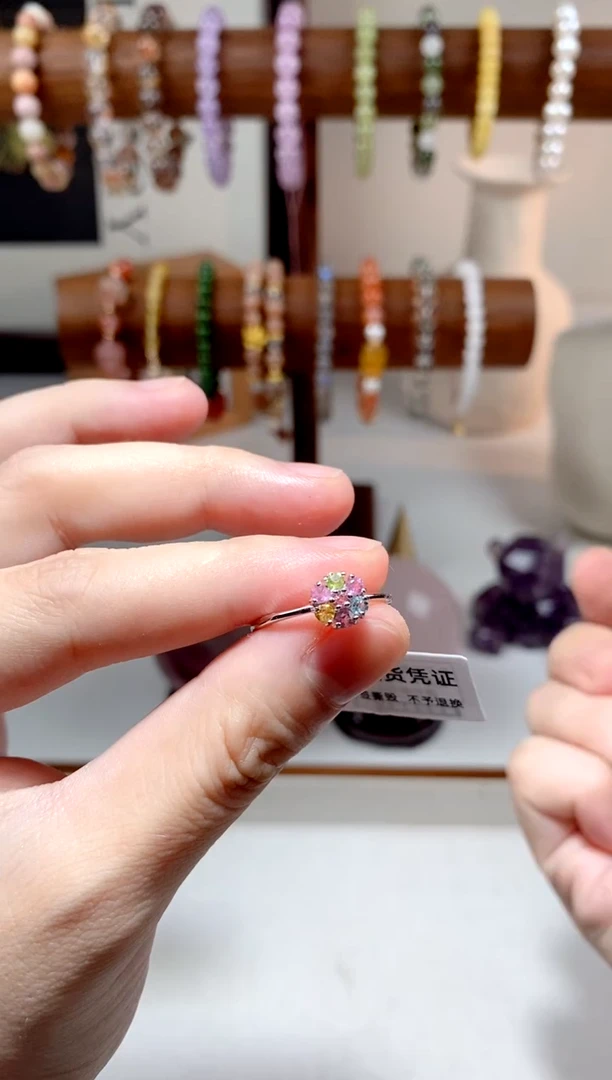 【闪购商品】碧玺戒指银S925镶嵌多样性发一