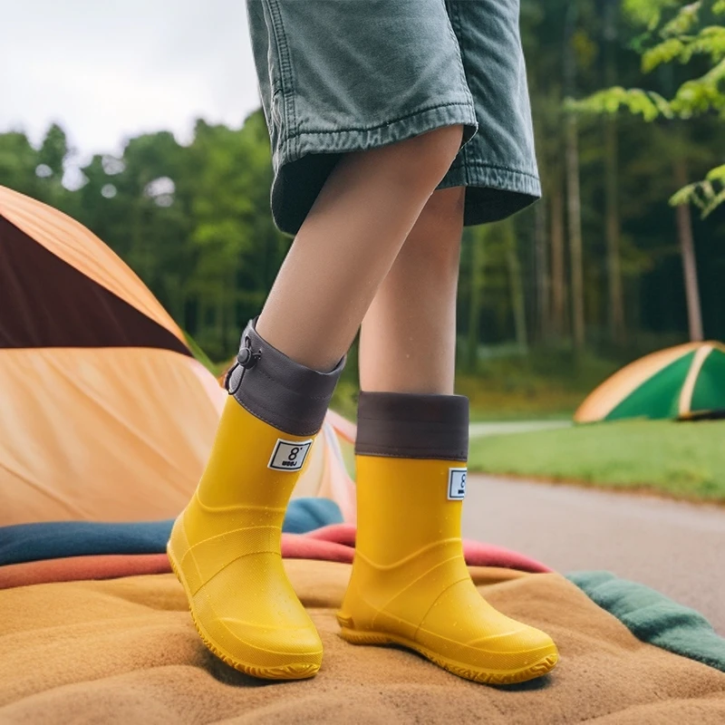 日系协会经典儿童户外登山钓鱼旅行轻量化便携式时尚百搭防护雨鞋