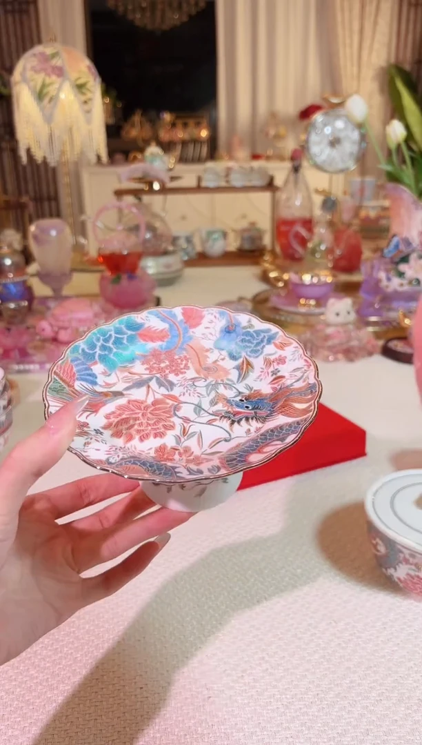 龙凤刺绣 高脚盘