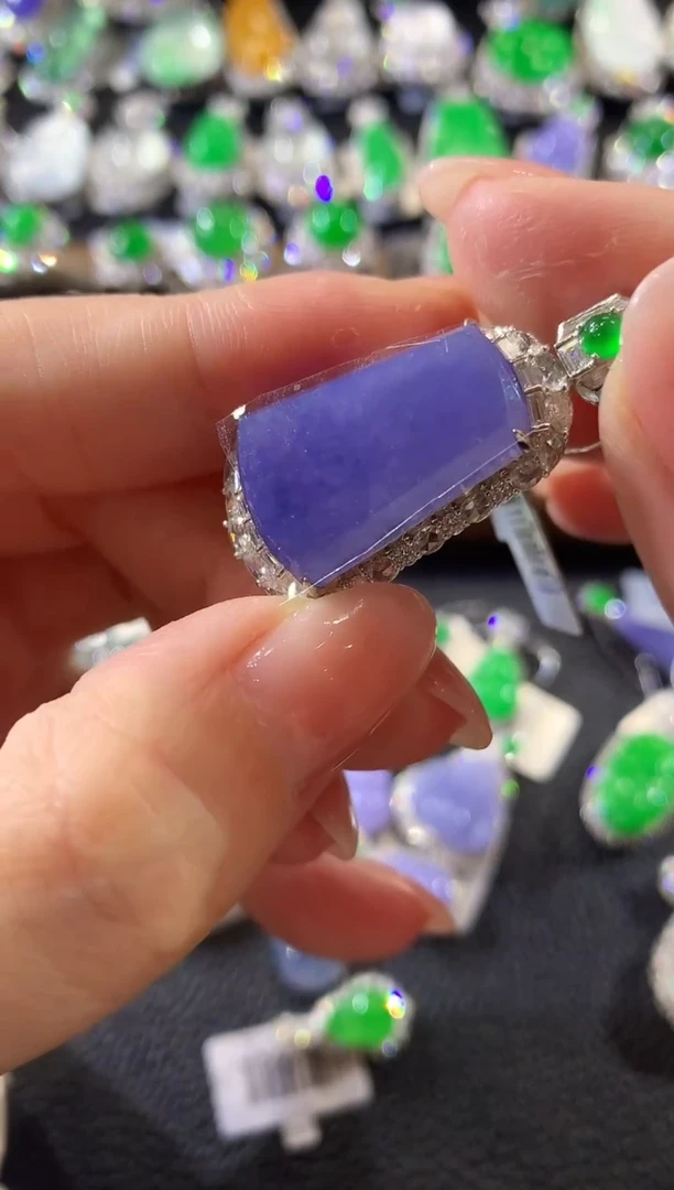 吊坠(不含链)18K金镶嵌翡翠D1 紫货有一定色差