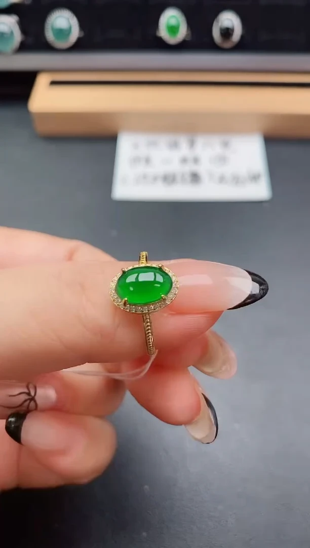 银S925镶嵌戒指翡翠50800