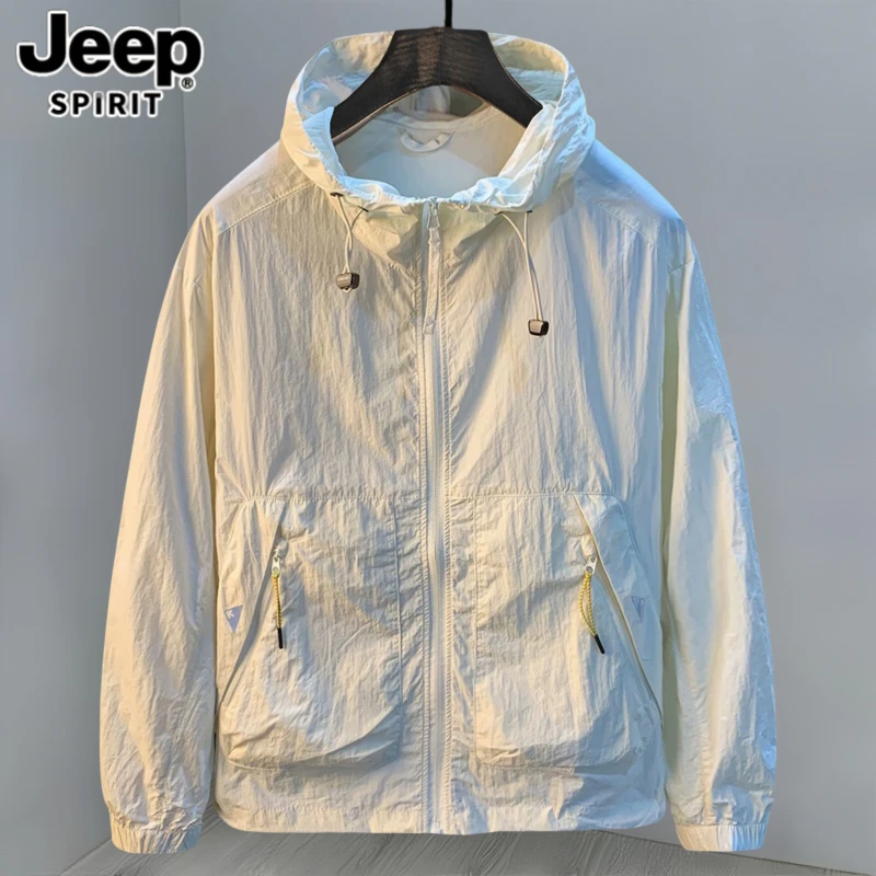 Jeep吉普高端夏季轻薄防晒衣服男潮宽松连帽透男款轻秋季轻薄连帽