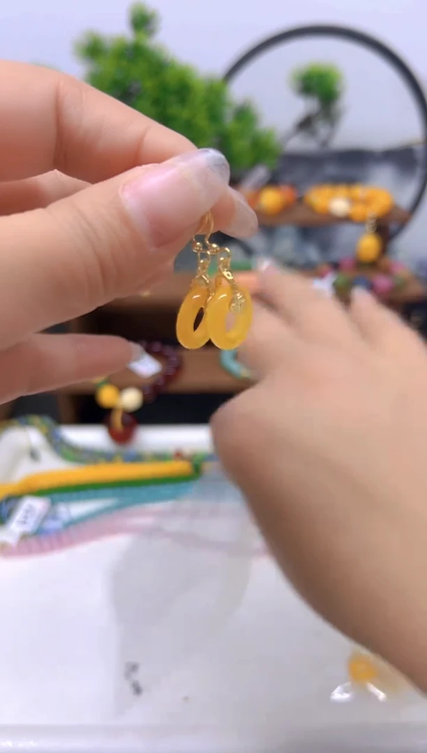 【闪购商品】翡翠耳饰14K金镶嵌耳饰E360