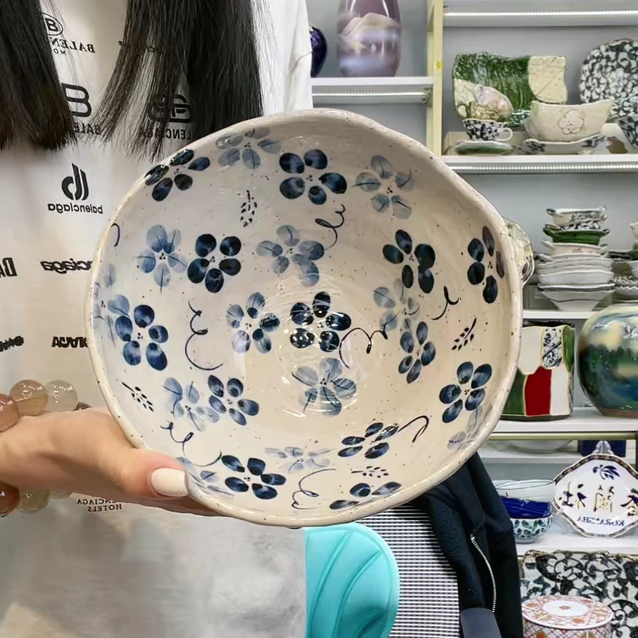 【单支】日本进口灶师窑小花大钵18cm