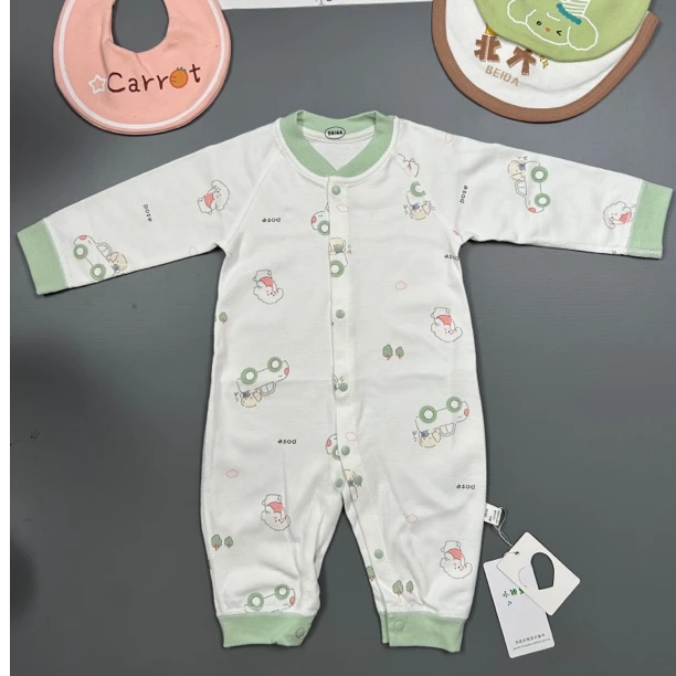 【绿色小汽车】对开棉毛哈衣连体