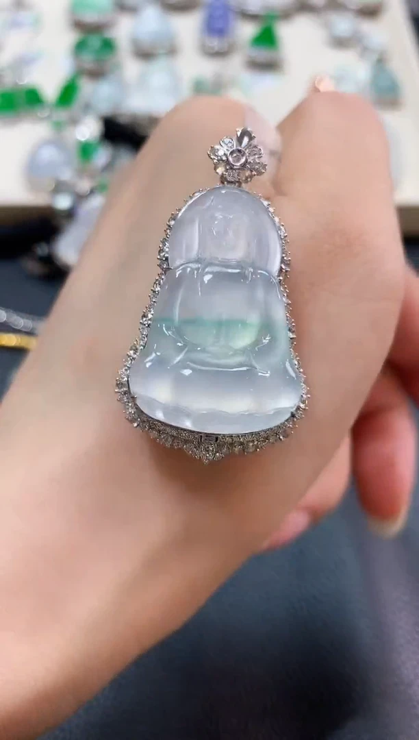 翡翠18K金镶嵌吊坠(不含链)n103