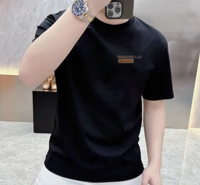 高档索罗纳布料短袖t恤男潮牌夏季2025年新款潮流ins简约印花上衣