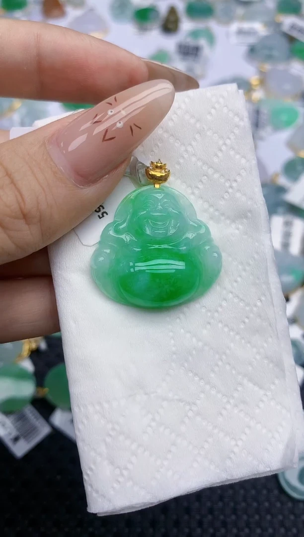 翡翠18K金镶嵌颈饰131   天然翡翠A货