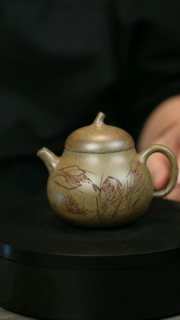 茶壶紫砂乐***光H2235李琴段泥柴烧虾趣茄瓜
