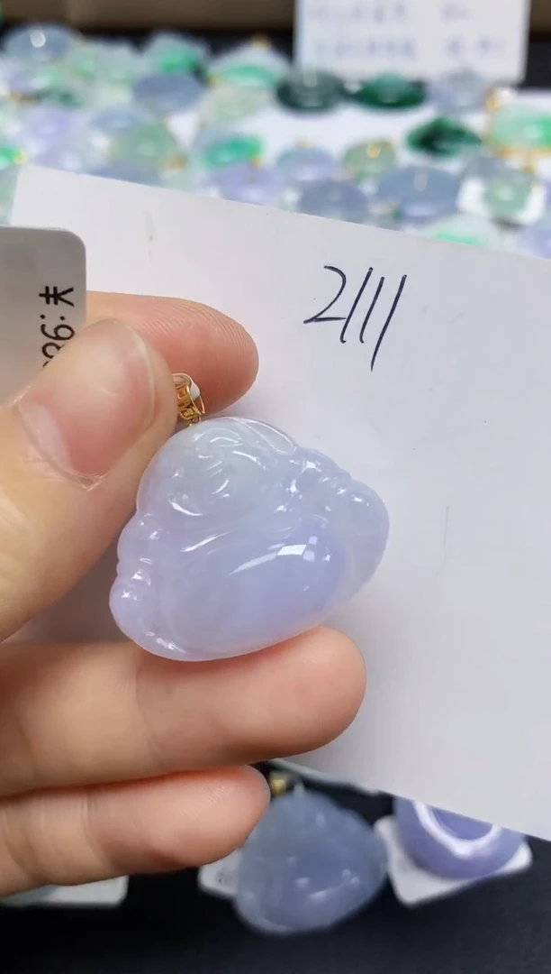 翡翠18K金镶嵌颈饰天然缅甸翡翠A货