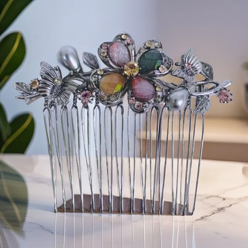 泛思发梳插梳简约奥钻发插发簪刘海梳花朵发饰头饰盘发饰碎发夹