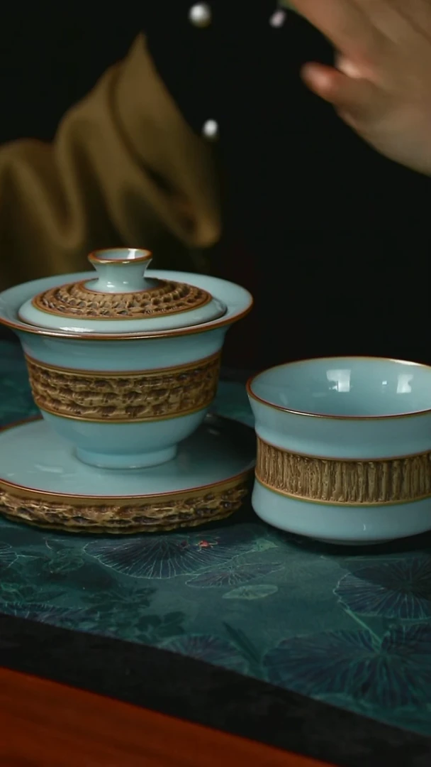 元宝盖碗 加 杯子跳刀 支钉 开片  一级品