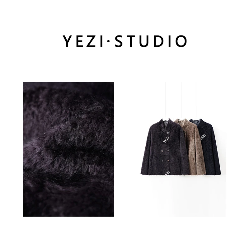 【现货直发】【稀缺奢贵】拉贡皮.毛一体双排扣弧形小V领外套25330007