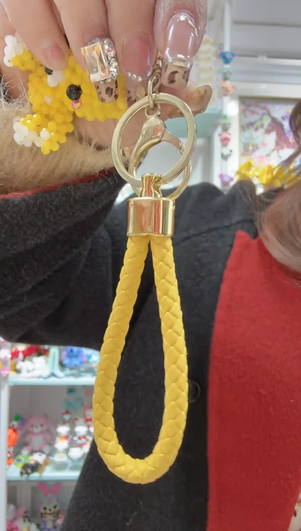 玻璃03111皮绳钥匙扣1个金黄色