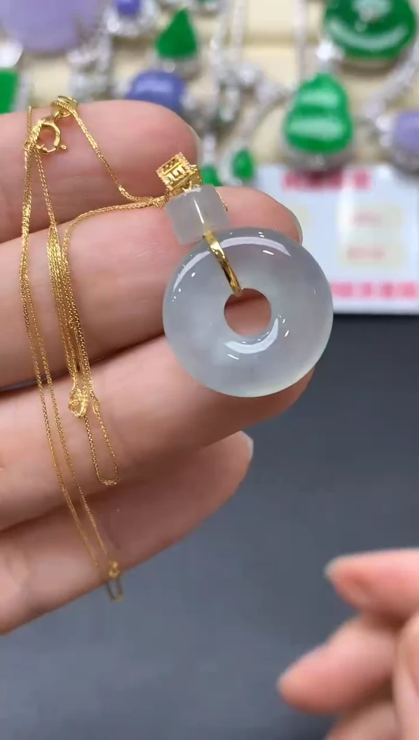 颈饰18K金镶嵌翡翠446-中国好珍宝