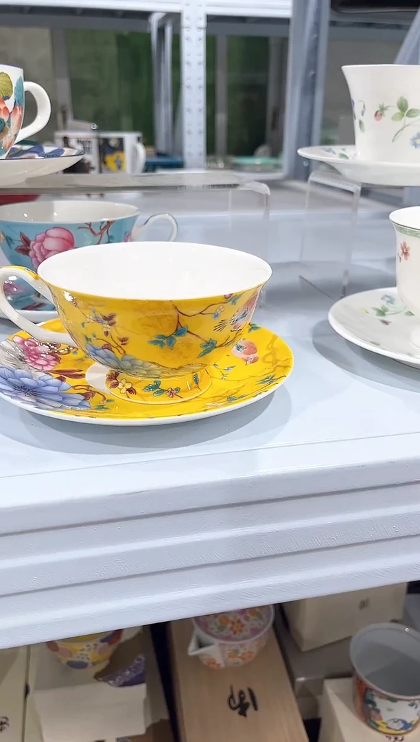 杯子陶（简装）黄色咖啡杯碟一套