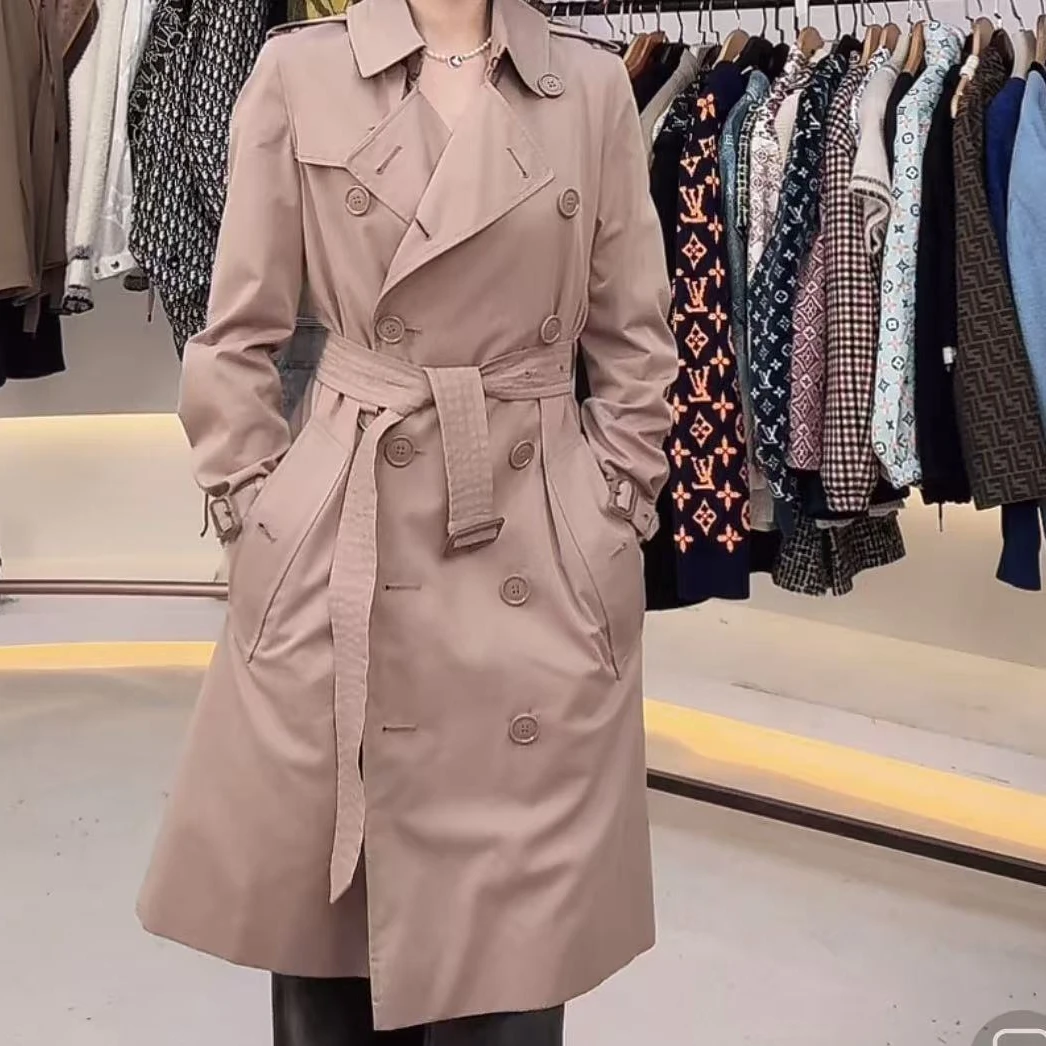 全新未使用 BURBERRY/博柏利 纯色排扣风衣外套/UK4