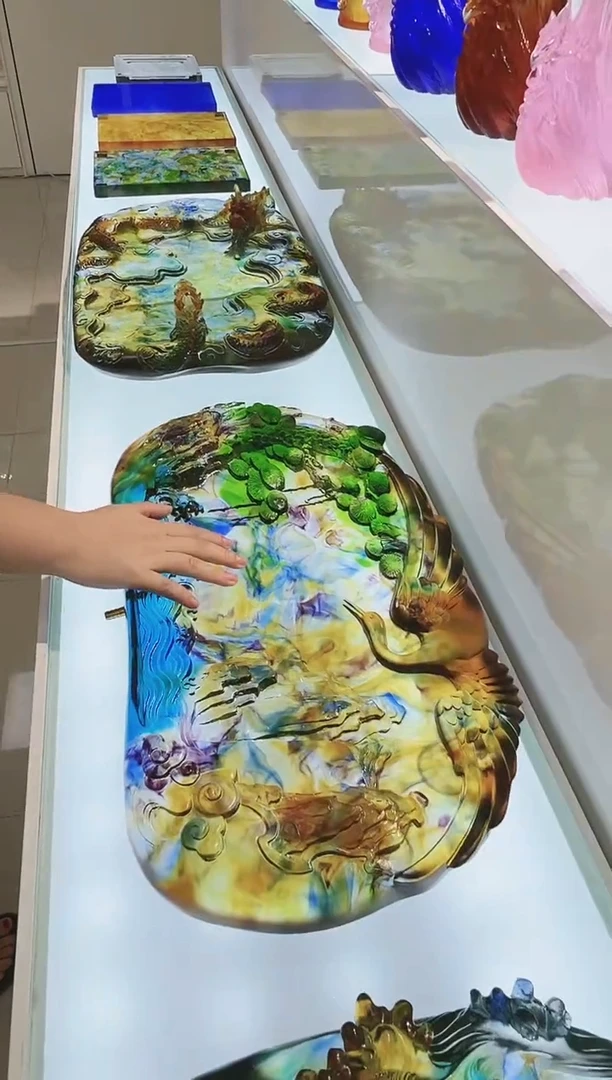手工艺品琉璃古法琉璃松鹤延年