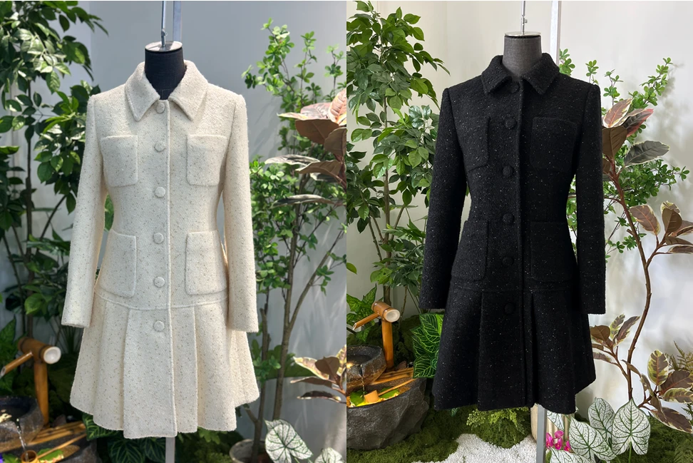 剀剀莉 冬季（都市丽人）新款两色气质优雅显瘦淑女风百褶连衣裙