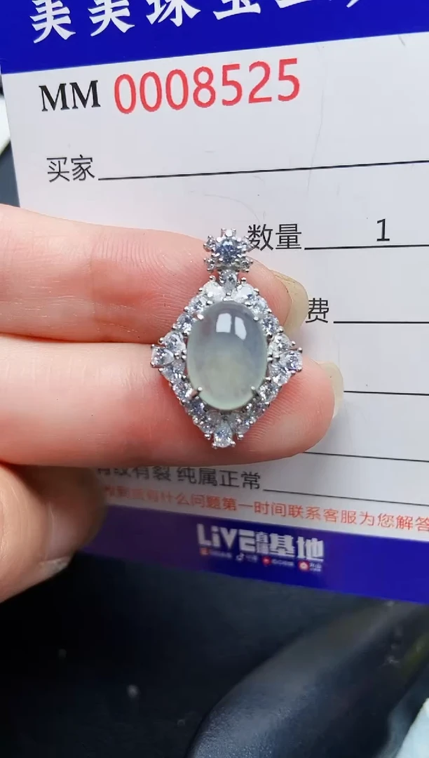 翡翠银S925镶嵌颈饰8525