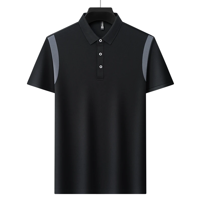 Polo衫男款美式拼接2025新款商务休闲短袖衣服翻领夏季高级T恤潮