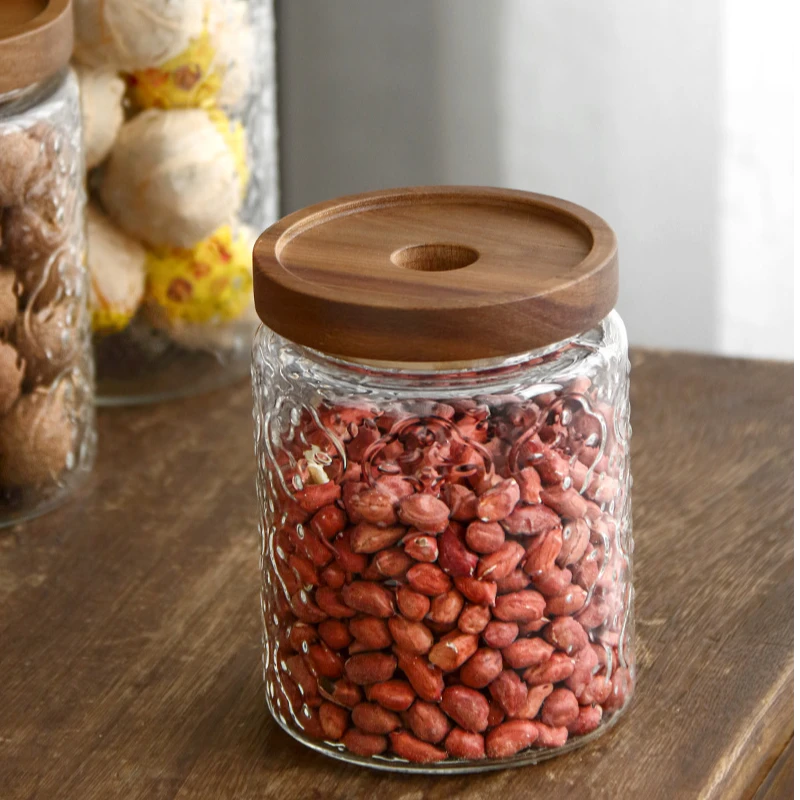 海棠花高硼硅密封罐650ml储物罐05279