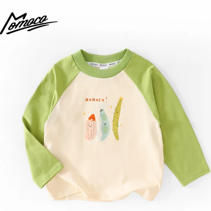 MOMOCO2025款男童撞色蔬菜T恤长袖打底上衣77130235015