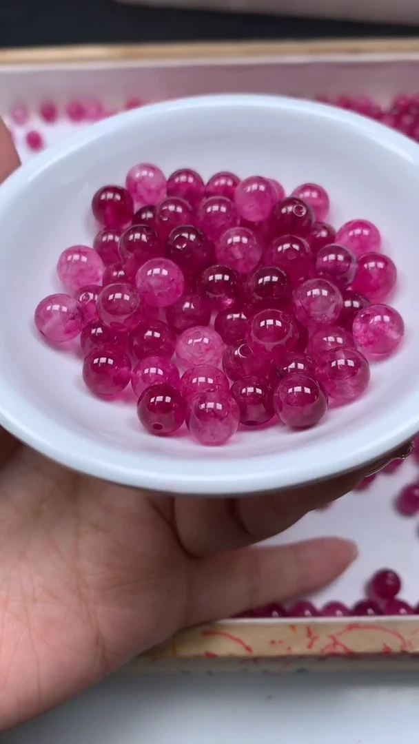 未镶嵌散珠碧玺D306 玫红紫碧玺8mm25颗8元