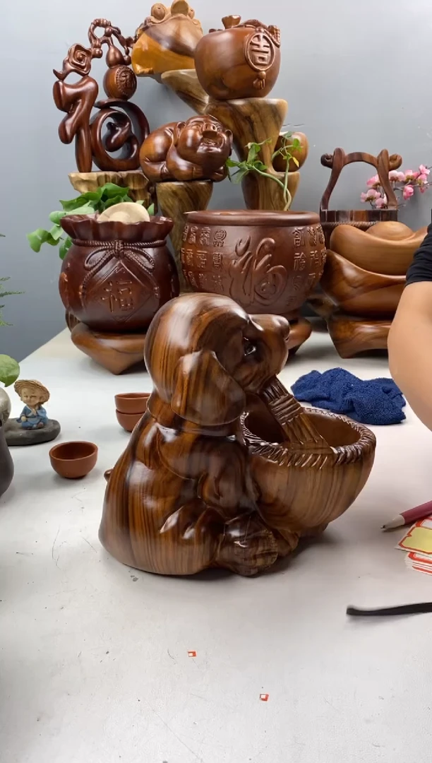 香樟木A54旺财果盆/尺寸