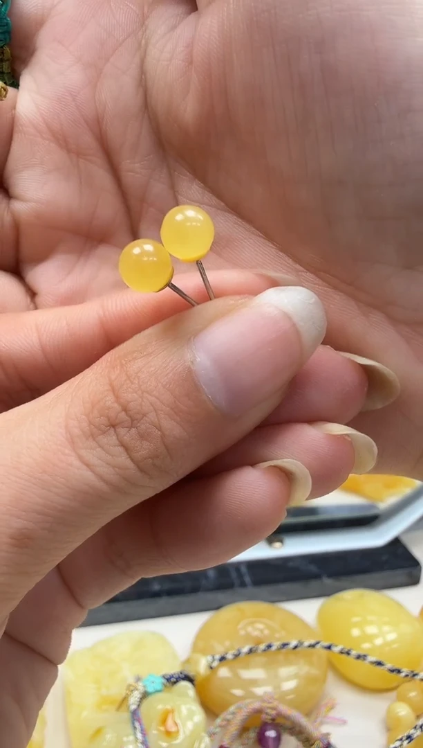 银S925镶嵌琥珀裸石多样性发一