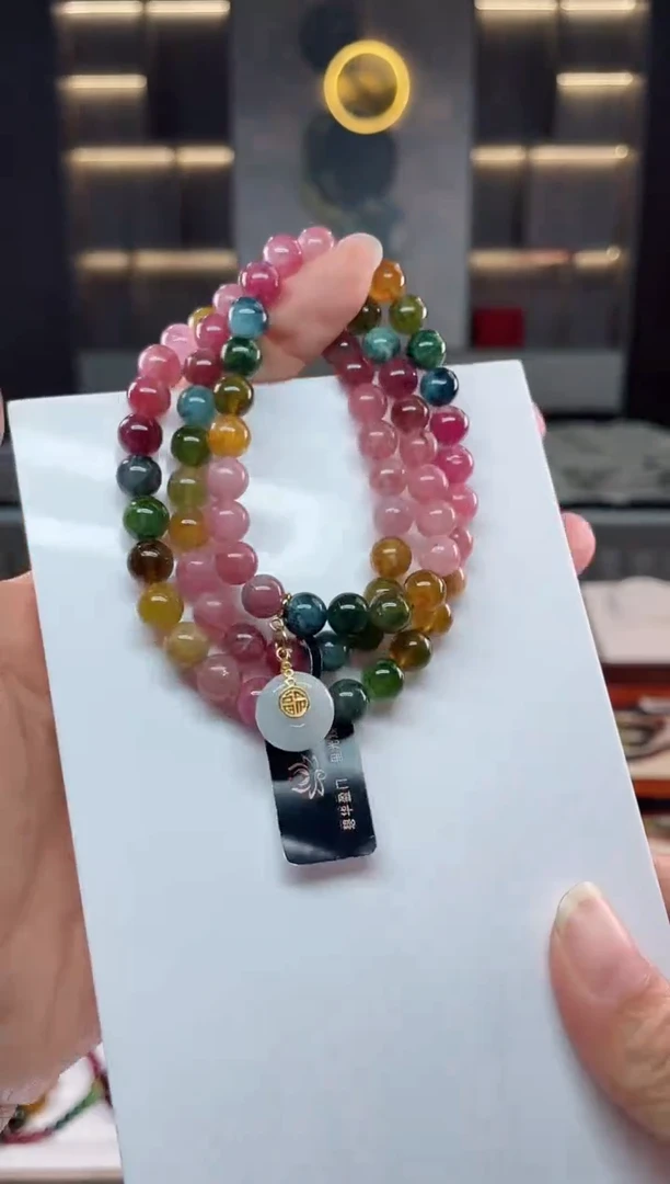 未镶嵌老矿碧玺三圈手串7mm+碧玺（多样性发一条）Q