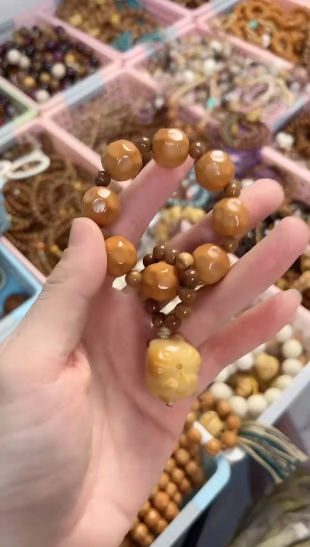 手串菩提根/象牙果象牙果奶酪搭配小仓鼠手捻 14mm