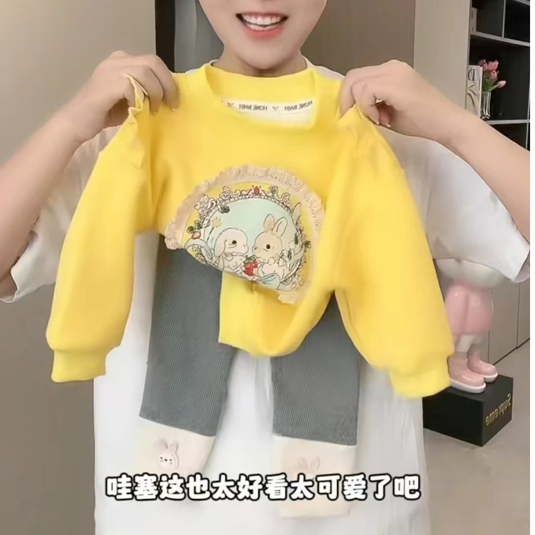 套装套头女秋季卡通童装卡通风春秋牛仔女童常规