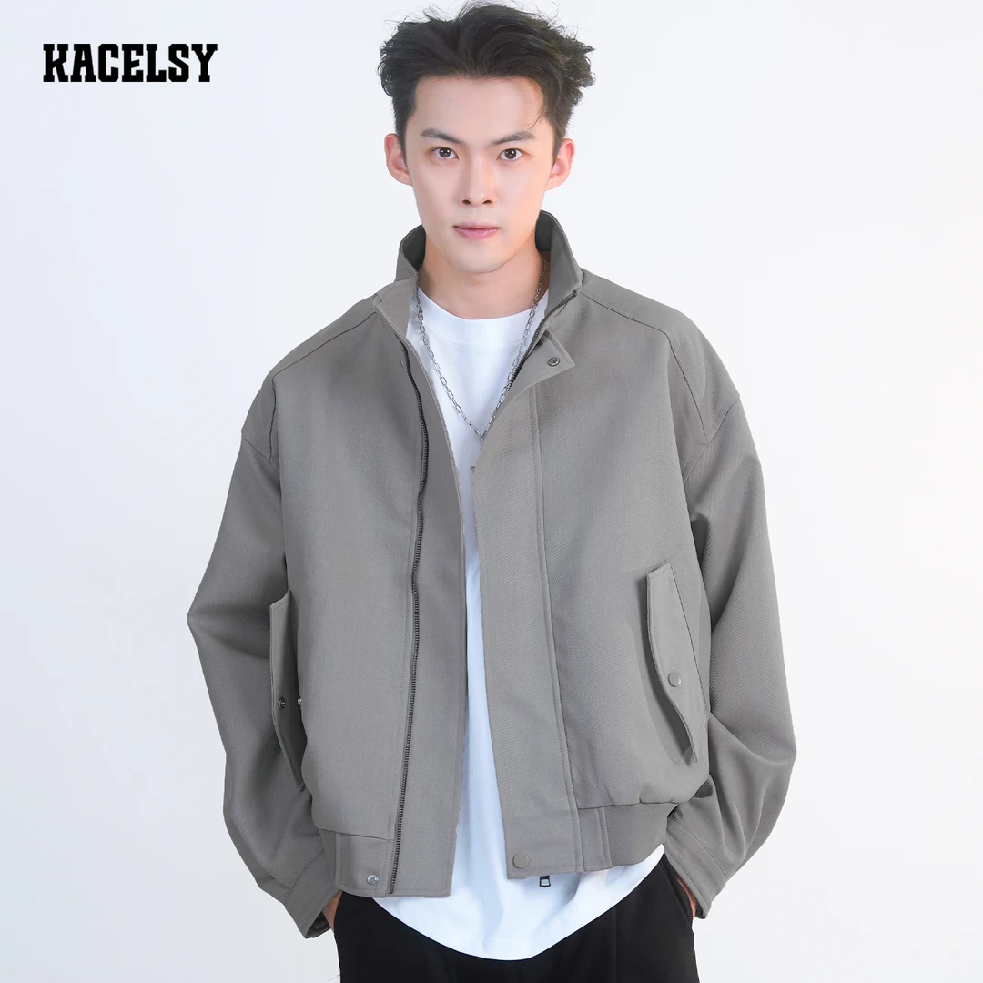 立领夹克短款美式休闲夹克男款春秋款高级感简约休闲百搭立领外套