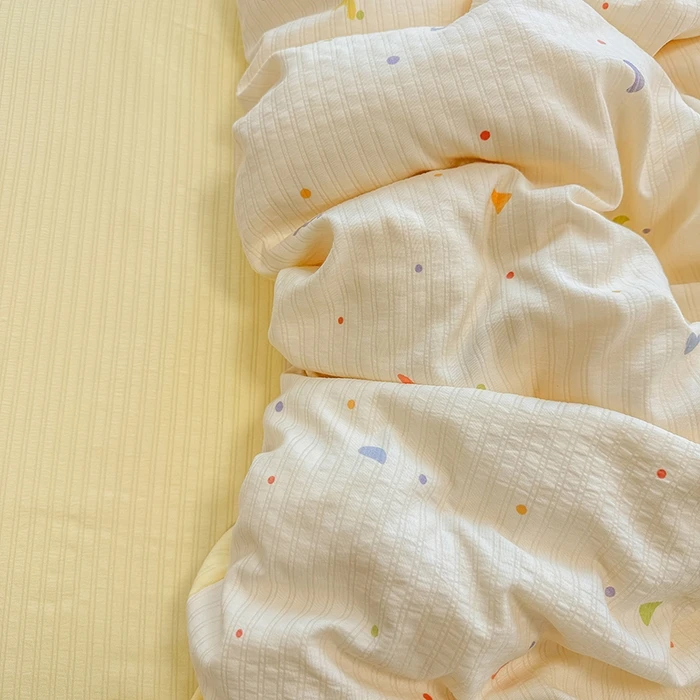 夏款皱皱双层纱A类母婴级床上四件套 柔软透气云感双层纱被套套件