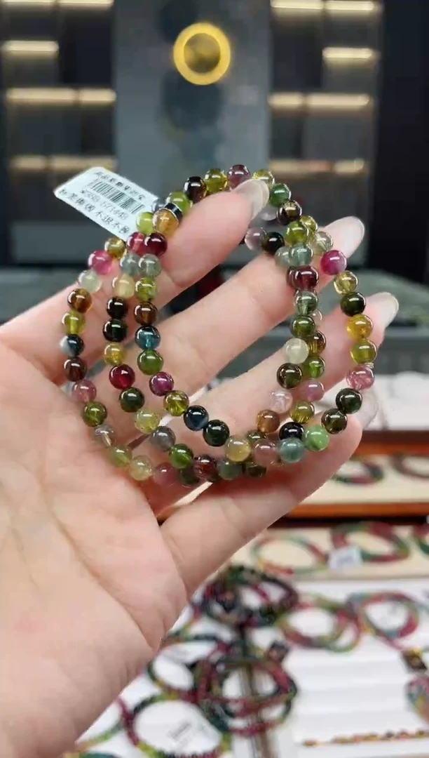 未镶嵌老矿碧玺三圈手串5mm+碧玺多样性发一条T