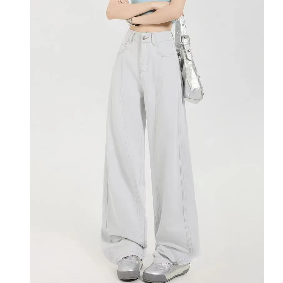 2510#-2【裤长100】夏季薄款阔腿牛仔裤女宽松显瘦直筒弯刀裤