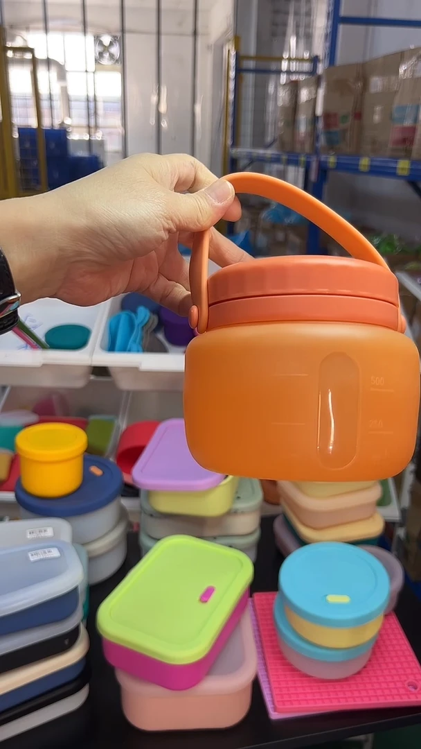 硅胶半透橙色-500ml圆形硅胶桶